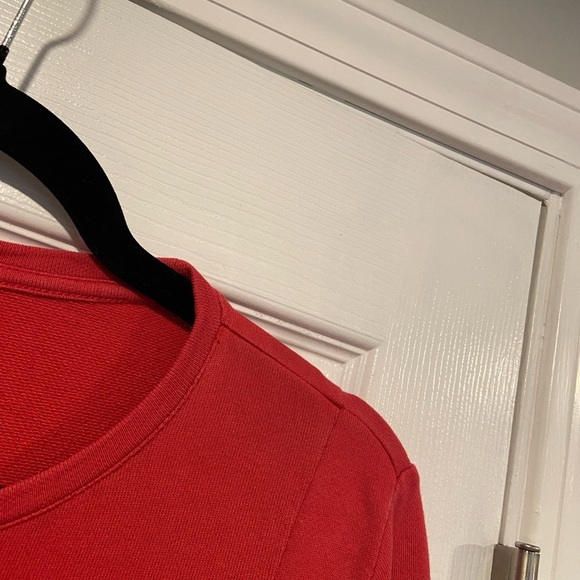 J. Jill Size M Red Pink Long Sleeve Sweatshirt Mini Dress Pockets Crew Neck - Picture 6 of 11